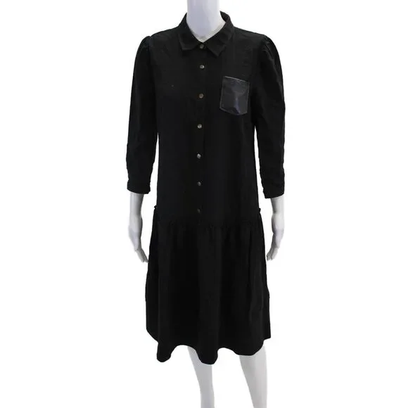 Karl Lagerfeld | Dresses | Karl Lagerfeld Womens 34 Sleeves Half Button Drop  Waist Mini Dress Black Size M | Poshmark